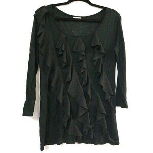 PRETTY GOOD Brand Blouse Long-Sleeve BLACK  Lightw